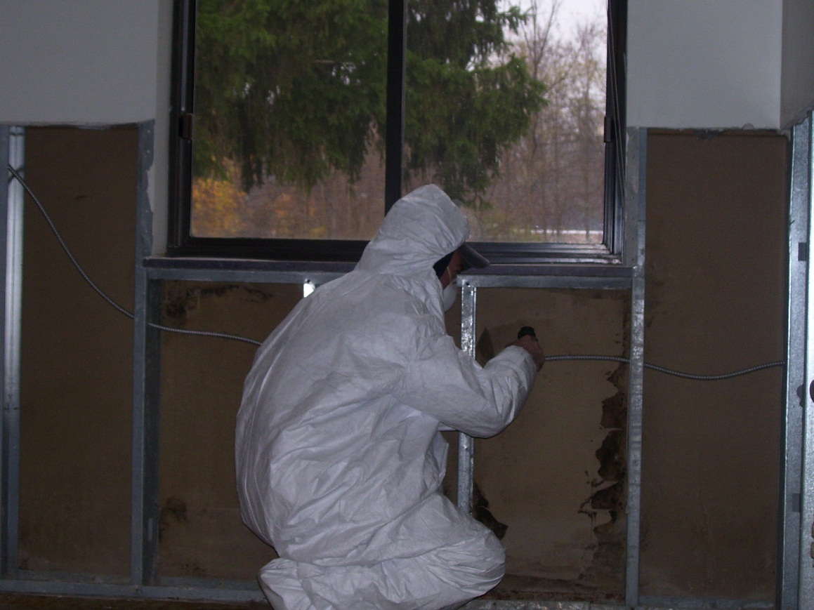 man in hazmat suit completing environmental remediation